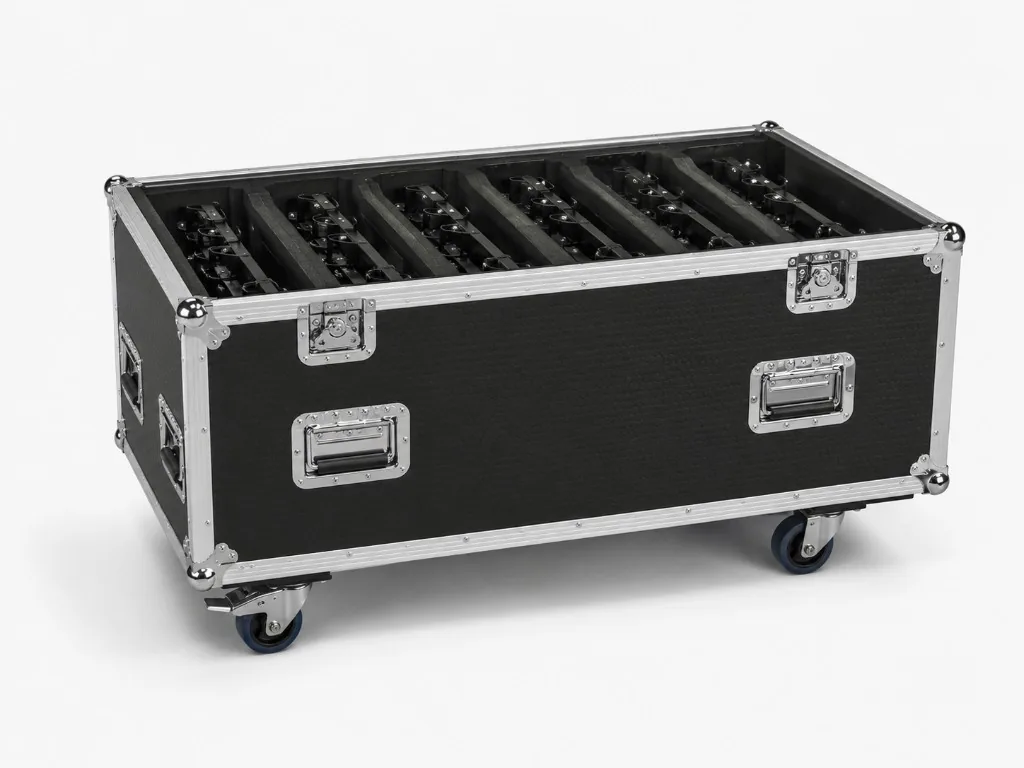 Flight case com módulos LED para transporte e aluguer de eventos